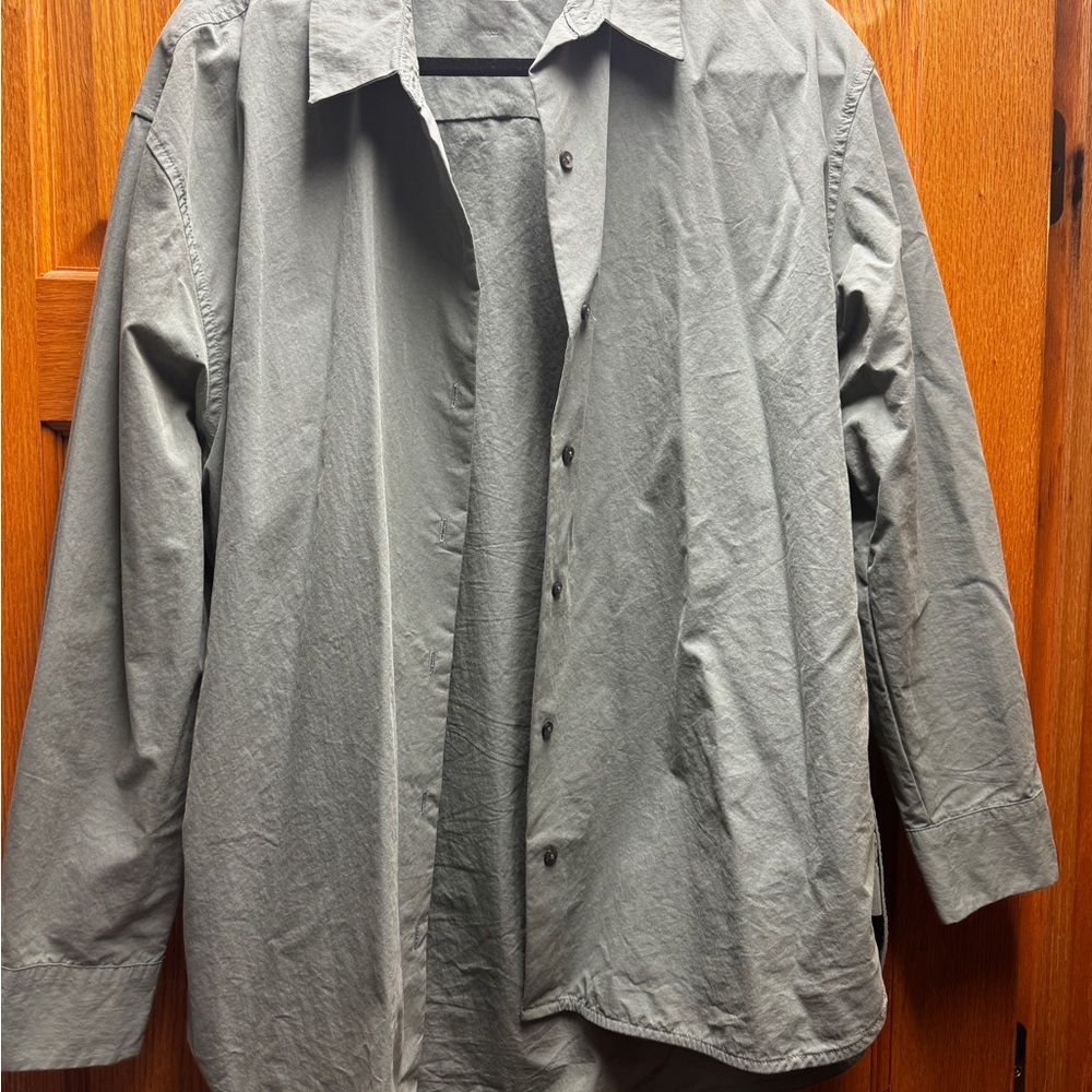 CALIA by Carrie Underwood Oversized Collared Dark Slate Shirt/Top Size Large